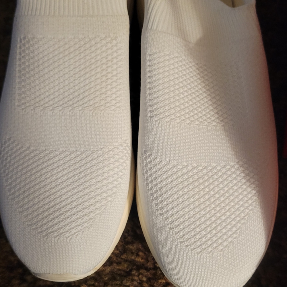 White Knit Slip-On Sneakers